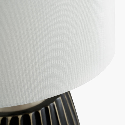 Artemis Black Textured Ceramic and Brushed Silver Table Lamp - TheArtistsQuarter