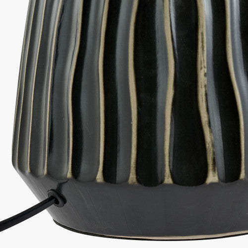 Artemis Black Textured Ceramic and Brushed Silver Table Lamp - TheArtistsQuarter