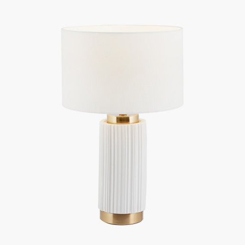 Ionic White Textured Ceramic and Gold Metal Table Lamp *STOCK DUE JUNE* - TheArtistsQuarter