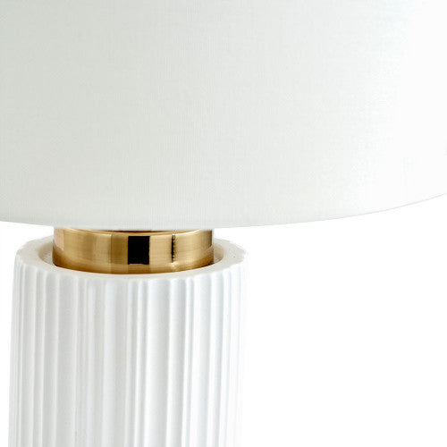 Ionic White Textured Ceramic and Gold Metal Table Lamp *STOCK DUE JUNE* - TheArtistsQuarter