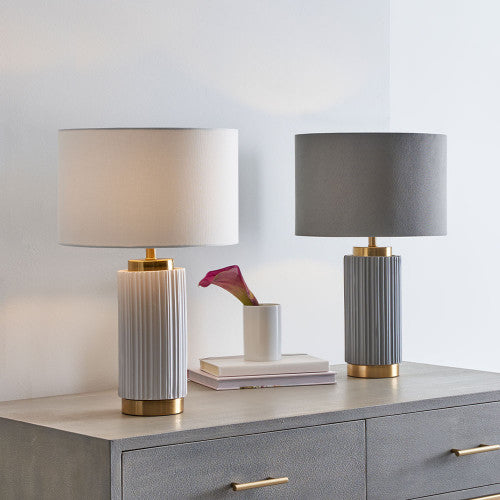 Ionic White Textured Ceramic and Gold Metal Table Lamp *STOCK DUE JUNE* - TheArtistsQuarter