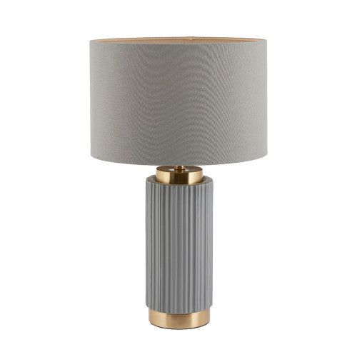 Ionic Grey Textured Ceramic and Gold Metal Table Lamp - TheArtistsQuarter