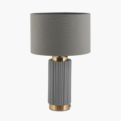 Ionic Grey Textured Ceramic and Gold Metal Table Lamp - TheArtistsQuarter