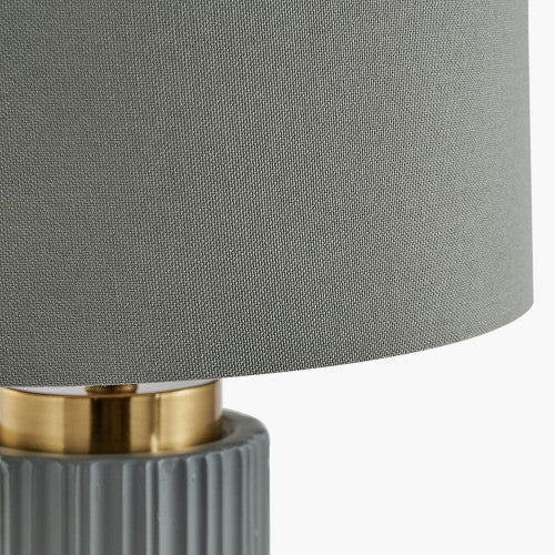 Ionic Grey Textured Ceramic and Gold Metal Table Lamp - TheArtistsQuarter
