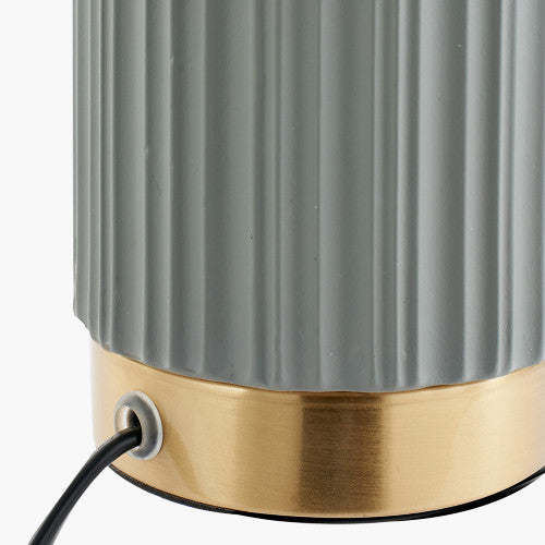 Ionic Grey Textured Ceramic and Gold Metal Table Lamp - TheArtistsQuarter