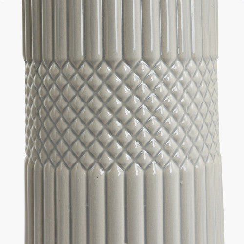 Meribel Grey Geo Textured Tall Ceramic Table Lamp - TheArtistsQuarter