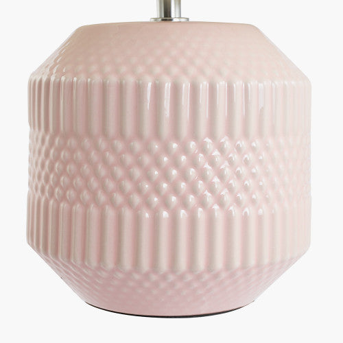 Meribel Pink Geo Textured Ceramic Table Lamp - TheArtistsQuarter