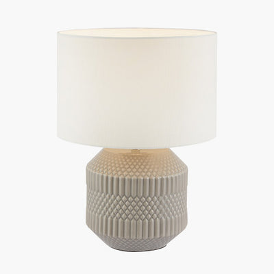 Meribel Grey Geo Textured Ceramic Table Lamp *STOCK DUE APRIL* - TheArtistsQuarter