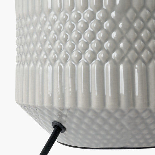 Meribel Grey Geo Textured Ceramic Table Lamp *STOCK DUE JAN* - TheArtistsQuarter