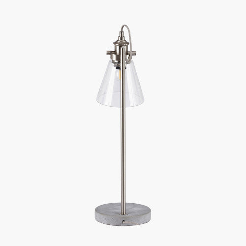 Chaplin Concrete, Chrome and Glass Table Lamp - TheArtistsQuarter