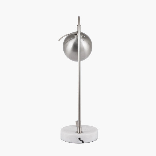 Feliciani Brushed Silver Metal and White Marble Task Lamp - TheArtistsQuarter