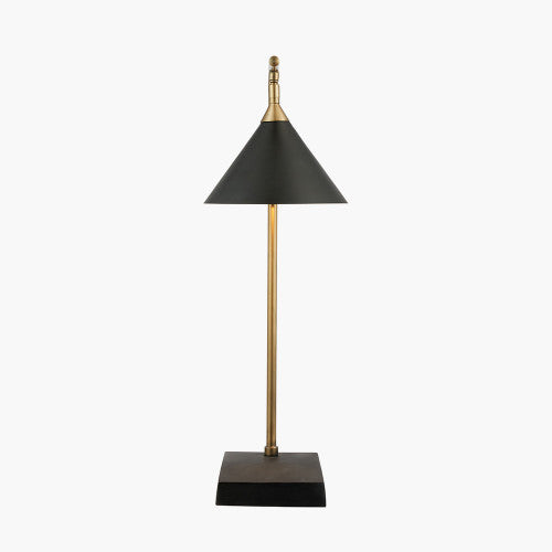 Zeta Matt Black and Antique Brass Table Lamp - TheArtistsQuarter