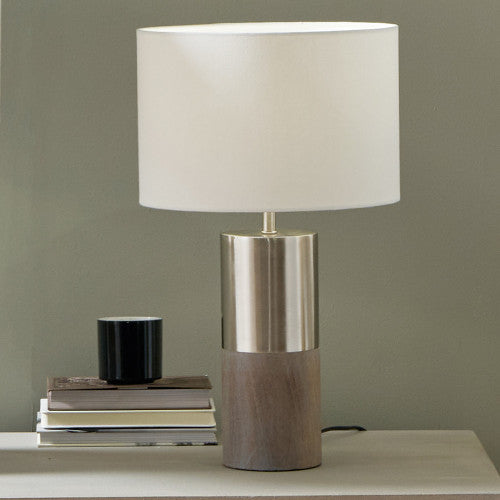 Etosha Grey Wood and Silver Metal Table Lamp - TheArtistsQuarter