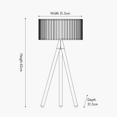 Rabanne Slatted Natural Wood Tripod Table Lamp - TheArtistsQuarter