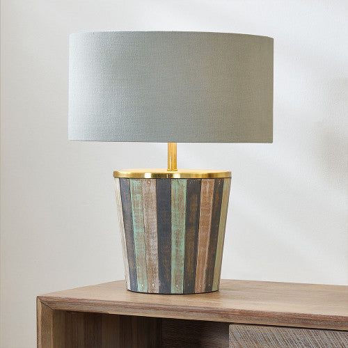 Kerala Distressed Sage Wood Table Lamp - TheArtistsQuarter