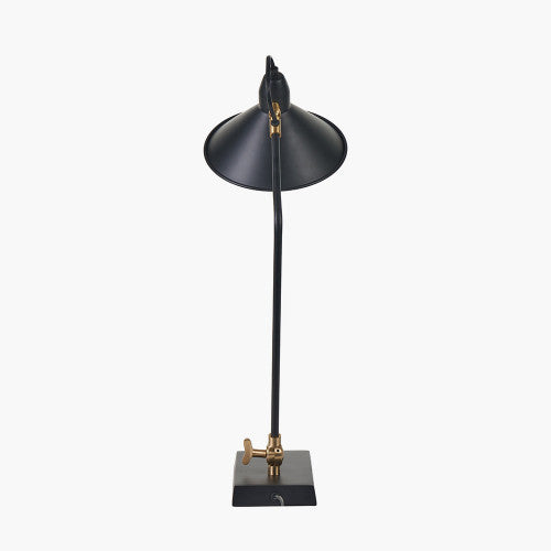 Canton Matt Black and Brass Metal Cone Table Lamp - TheArtistsQuarter