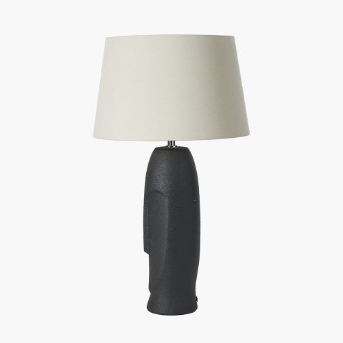 Rushmore Black Textured Ceramic Table Lamp With Face Detail - TheArtistsQuarter