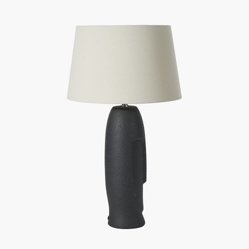 Rushmore Black Textured Ceramic Table Lamp With Face Detail - TheArtistsQuarter