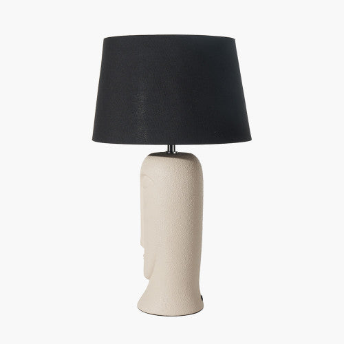 Rushmore Cream Texture Ceramic Table Lamp With Face Detail - TheArtistsQuarter