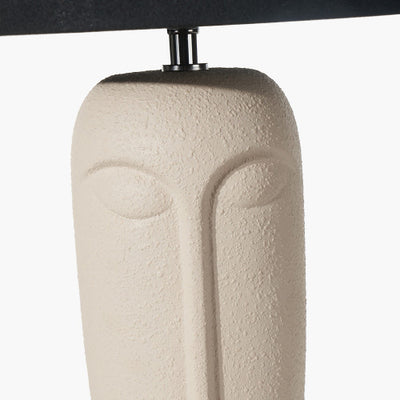 Rushmore Cream Texture Ceramic Table Lamp With Face Detail - TheArtistsQuarter