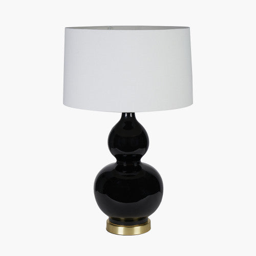 Gatsby Black Ceramic Table Lamp With Brushed Gold Metal Detail - TheArtistsQuarter