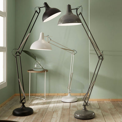 Alonzo Grey Painted Oversize Task Floor Lamp - TheArtistsQuarter