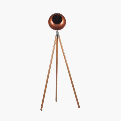 Larkin Grey Metal and Natural Wood Tripod Floor Film Light - TheArtistsQuarter