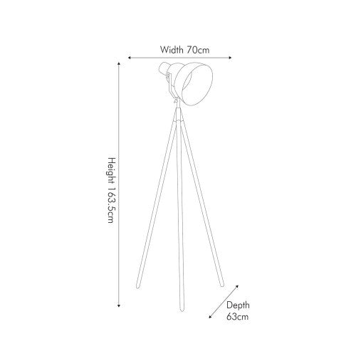 Larkin White Metal and Natural Wood Tripod Floor Film Light - TheArtistsQuarter