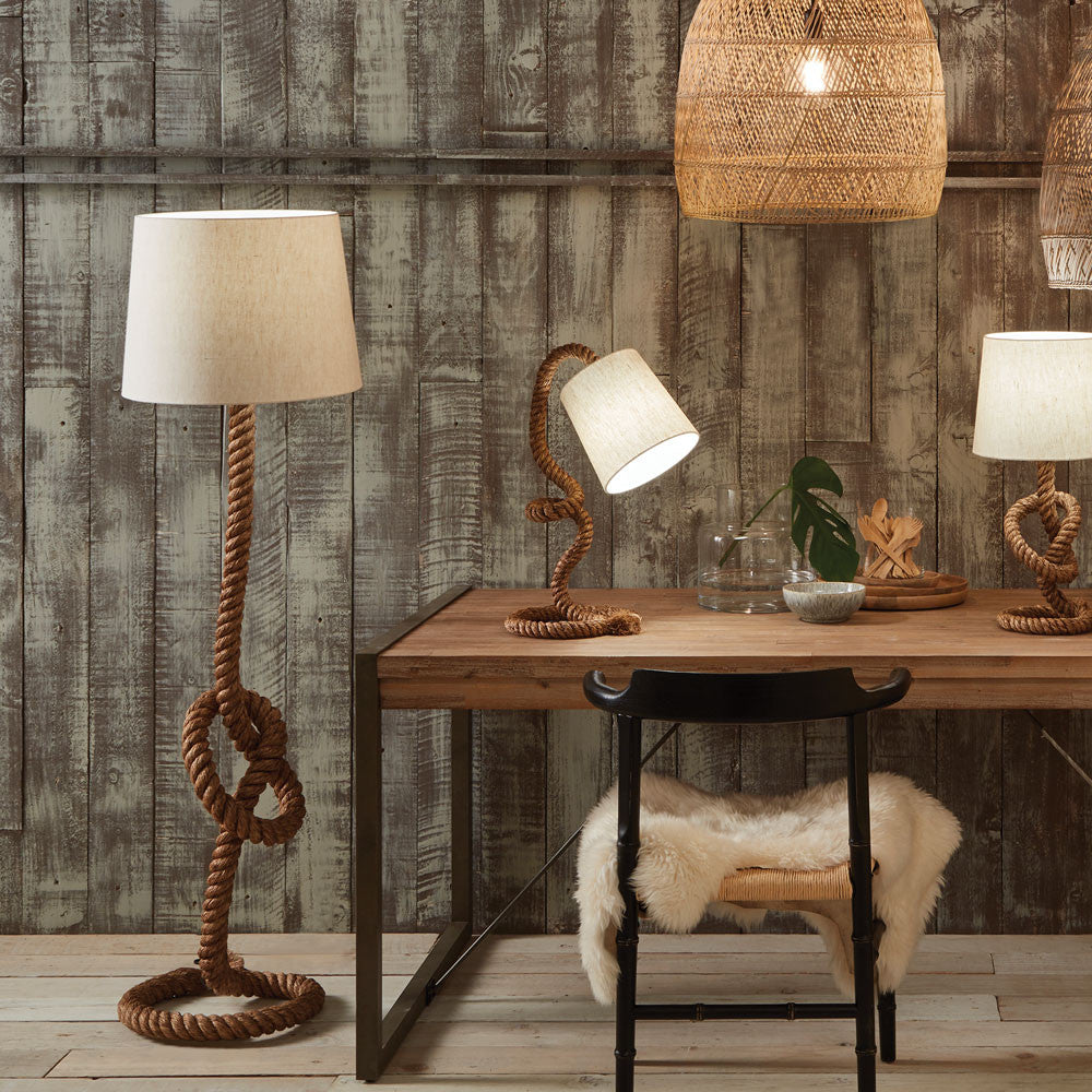 Martindale Rope Knot Floor Lamp with Natural Shade - TheArtistsQuarter