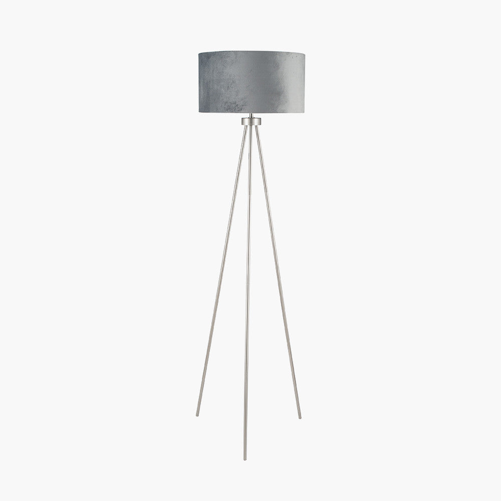 Houston Brushed Silver Tripod Floor Lamp - TheArtistsQuarter