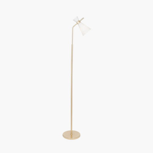 Monroe White Glass and Gold Metal Waisted Floor Lamp - TheArtistsQuarter