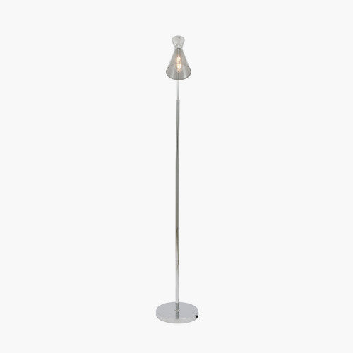 Monroe Smoke Glass and Silver Metal Waisted Floor Lamp - TheArtistsQuarter