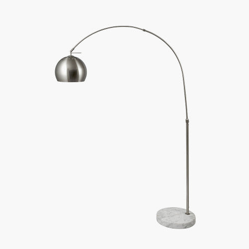 Feliciani Brushed Silver Metal and White Marble Floor Lamp - TheArtistsQuarter