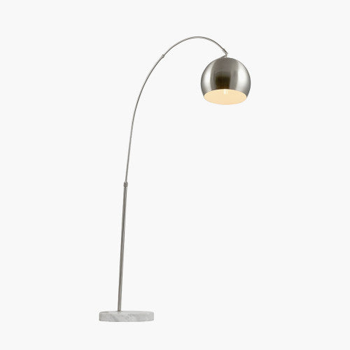 Feliciani Brushed Silver Metal and White Marble Floor Lamp - TheArtistsQuarter