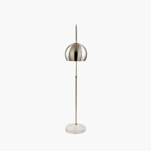 Feliciani Brushed Silver Metal and White Marble Floor Lamp - TheArtistsQuarter