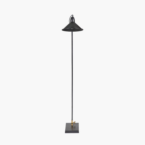 Canton Matt Black and Brass Metal Cone Floor Lamp - TheArtistsQuarter