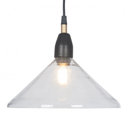 Canton Matt Black and Clear Glass Cone Pendant - TheArtistsQuarter