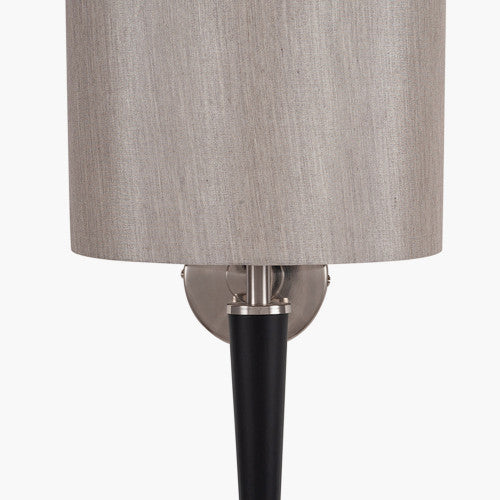 Lowry Brushed Silver and Matt Black Metal Wall Lamp - TheArtistsQuarter