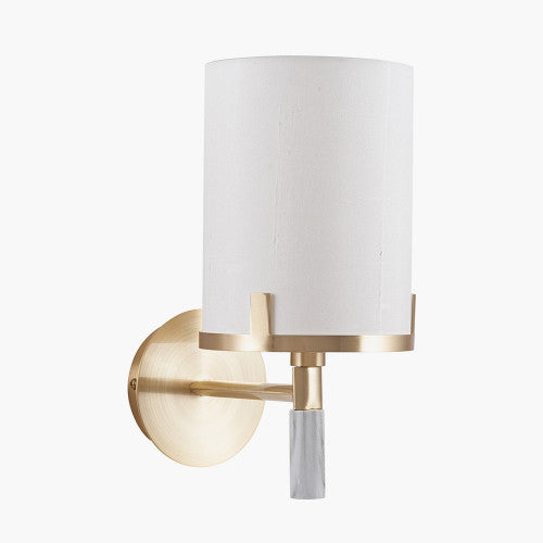 Midland Champagne Gold Metal and Marble Effect Wall Light - TheArtistsQuarter