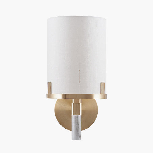 Midland Champagne Gold Metal and Marble Effect Wall Light - TheArtistsQuarter