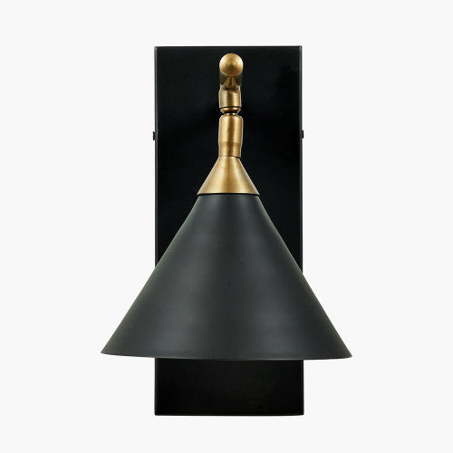 Zeta Matt Black and Antique Brass Wall Lamp - TheArtistsQuarter