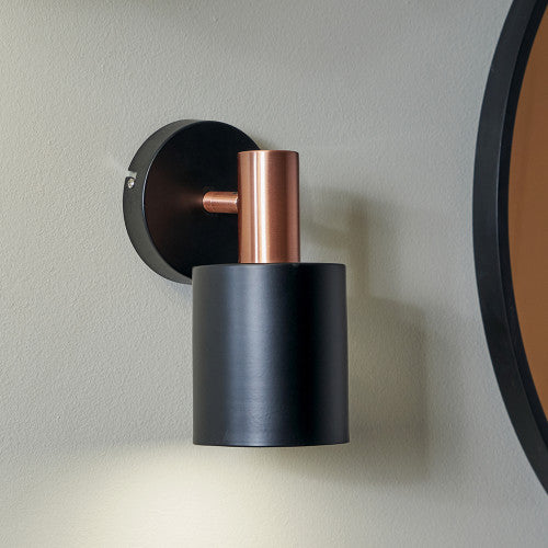 Biba Black and Antique Copper Retro Wall Light - TheArtistsQuarter