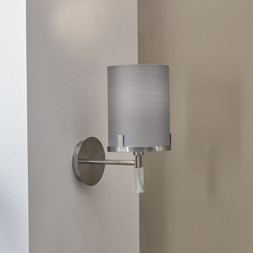 Midland Brushed Nickel and Grey Marble Effect Wall Light - TheArtistsQuarter