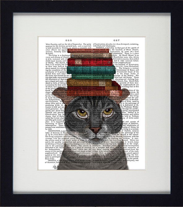 Funky Cats 1 (books on head) Picture - TheArtistsQuarter