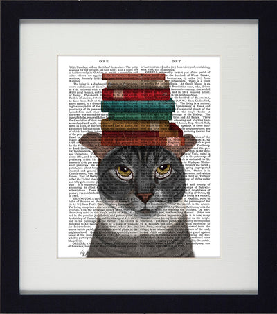 Funky Cats I (books on head) Picture - TheArtistsQuarter