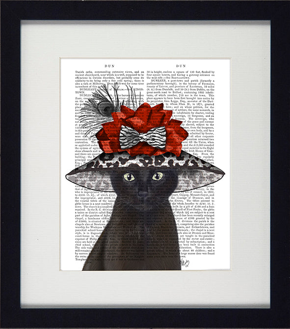 Funky Cats 6 (hat with red bow) Picture - TheArtistsQuarter