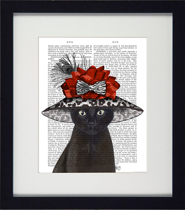 Funky Cats VI (hat with red bow) Picture - TheArtistsQuarter