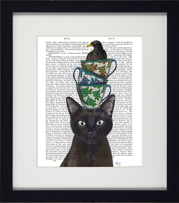 Funky Cats 7 (cups on head with crow) Picture - TheArtistsQuarter