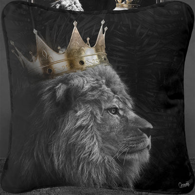 Lion King Of The Jungle (Left) Cushion By Greavesy *TO CLEAR* - TheArtistsQuarter