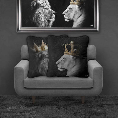 Lion Queen Of The Jungle (Right) Cushion By Greavesy *TO CLEAR* - TheArtistsQuarter